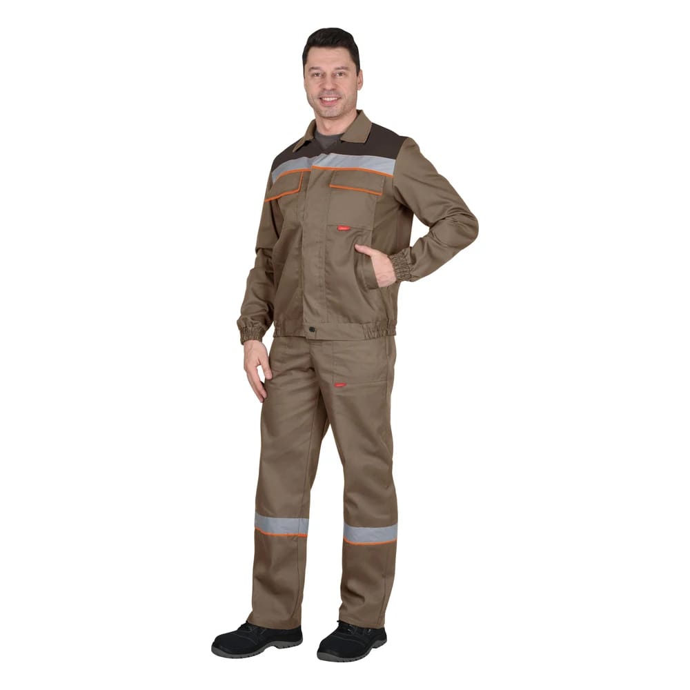Костюм рабочий мужской летний Мастер (куртка, полукомбинезон), коричневый