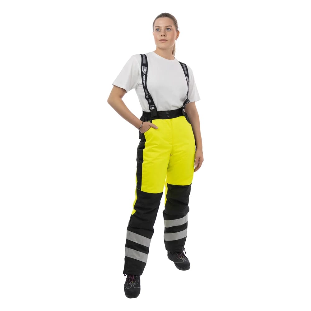 Брюки сигнальные женские зимние Brodeks KW330, жёлтый с чёрным
