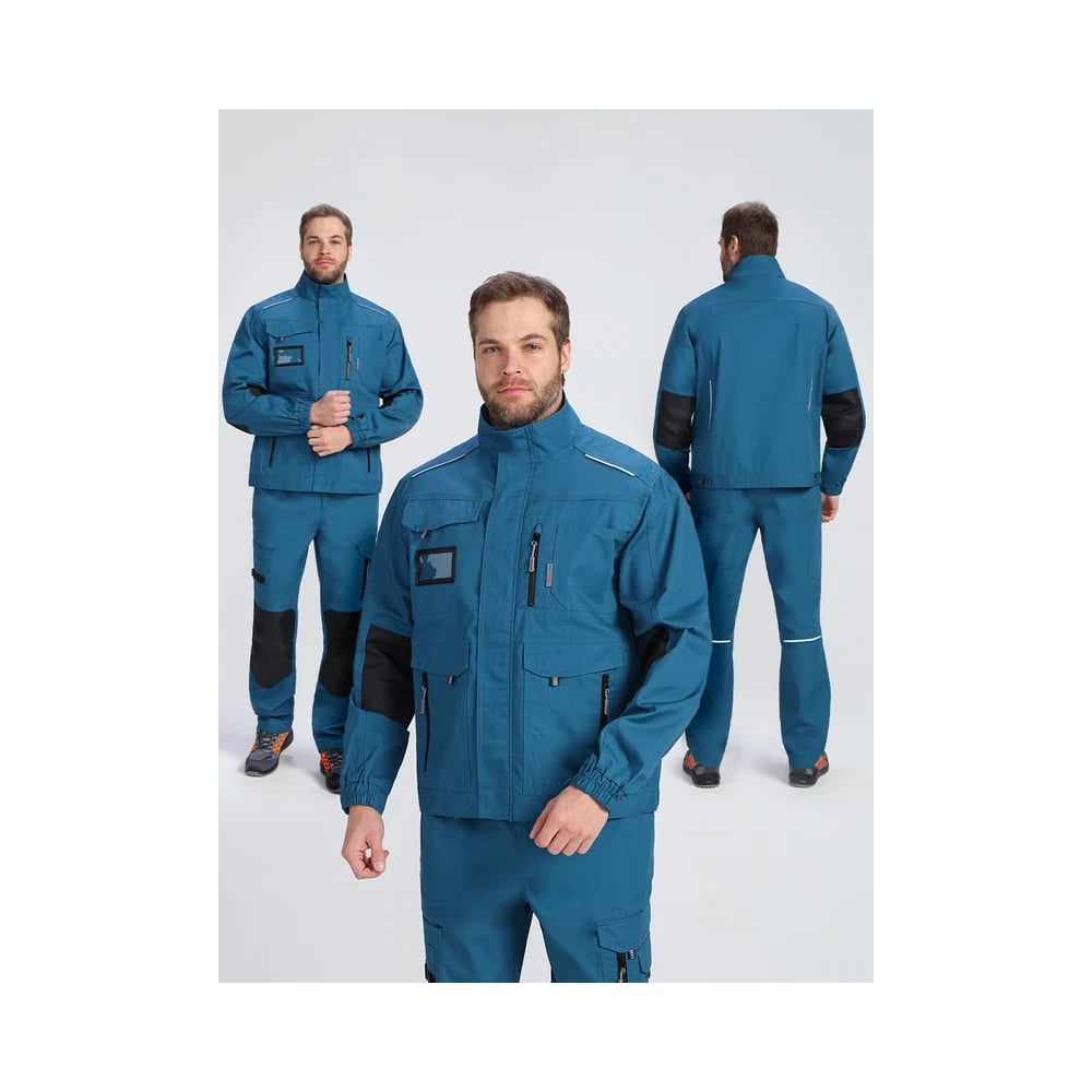 Куртка рабочая мужская летняя ProfLineSpecialist, циан с чёрным — фото 3