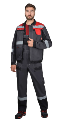 Костюм мужской Виват (куртка, полукомбинезон) темно-синий с черным СОП - купить по привлекательной цене в интернет-магазине СпецСнабУрал.