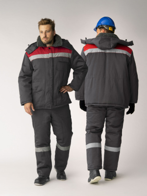 Костюм рабочий зимний Труженик-Ультра, куртка и брюки, темно-серый с красным - купить по привлекательной цене в интернет-магазине СпецСнабУрал.