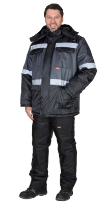 Куртка рабочая зимняя Терминал, черная с темно-серым - купить по привлекательной цене в интернет-магазине СпецСнабУрал.