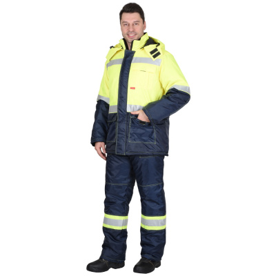 Куртка рабочая зимняя Терминал, синяя с лимонным - купить по привлекательной цене в интернет-магазине СпецСнабУрал.