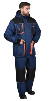 Костюм рабочий зимний Манхеттен-М - куртка и брюки, тёмно-синий с черным  - купить по привлекательной цене в интернет-магазине СпецСнабУрал.
