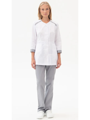 Костюм медицинский женский Мираж (блуза, брюки), белый/серый - купить по привлекательной цене в интернет-магазине СпецСнабУрал.