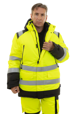 Куртка-парка мужская зимняя сигнальная Brodeks KW 217, желтый/черный - купить по привлекательной цене в интернет-магазине СпецСнабУрал.