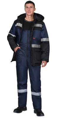 Костюм рабочий зимний Беркут-Люкс, куртка и полукомбинезон, синий с чёрным - купить по привлекательной цене в интернет-магазине СпецСнабУрал.