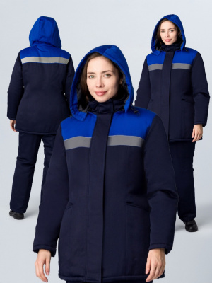 Куртка зимняя женская Кнейд, темно-синий с васильковым - купить по привлекательной цене в интернет-магазине СпецСнабУрал.