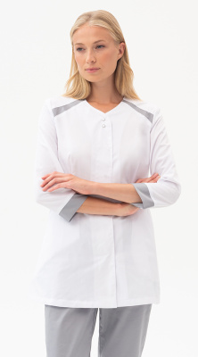 Костюм медицинский женский Мираж (блуза, брюки), белый/серый - купить по привлекательной цене в интернет-магазине СпецСнабУрал.