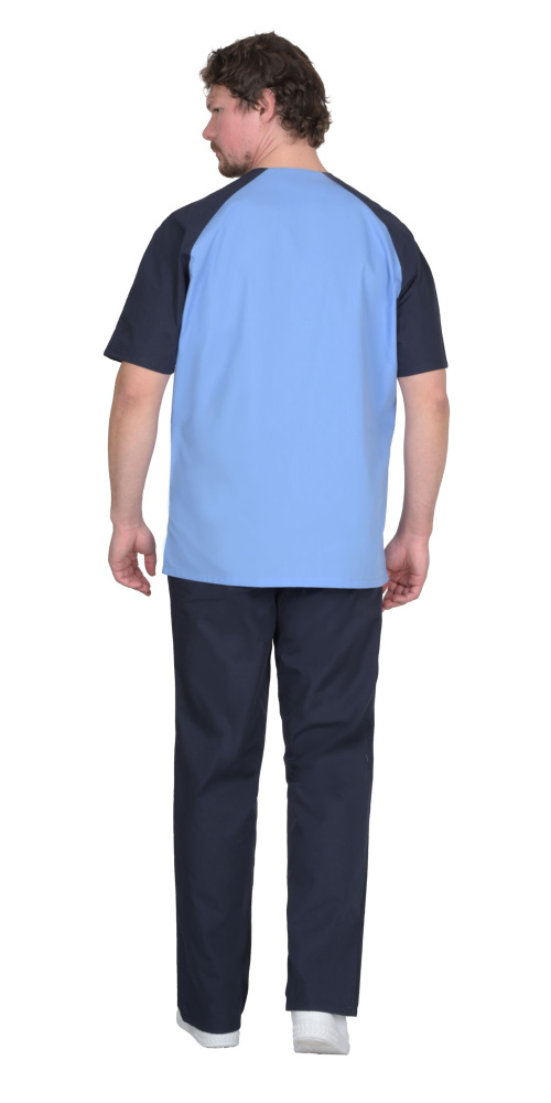 Костюм медицинский мужской Интерн, голубой, темно-синий - купить по привлекательной цене в интернет-магазине СпецСнабУрал.