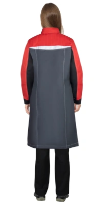 Халат женский Ирина, тёмно-серый со светло-серым и красным  - купить по привлекательной цене в интернет-магазине СпецСнабУрал.