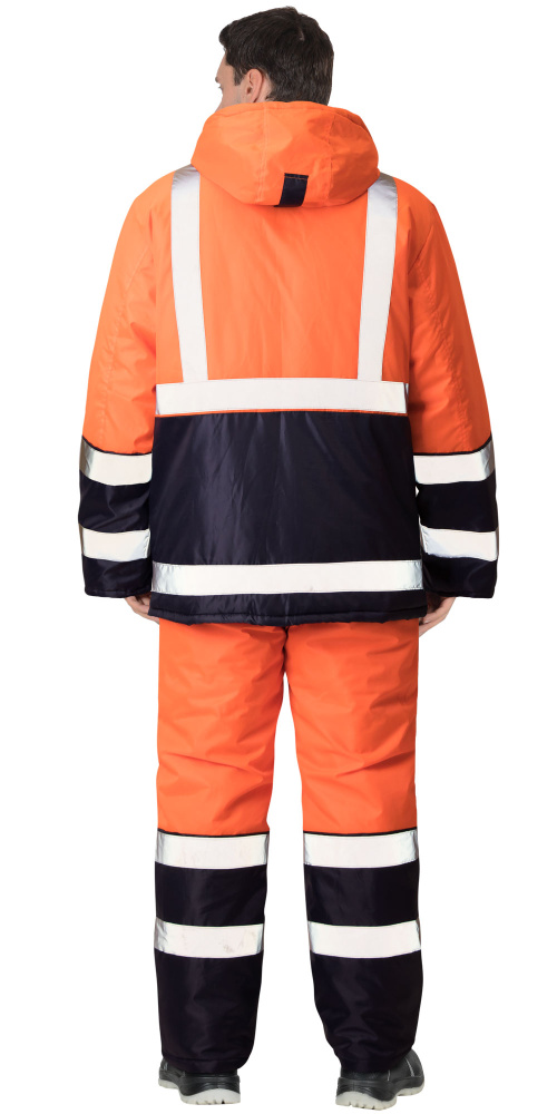 Костюм утепленный МАГИСТРАЛЬ-3 куртка, п/к, синий с оранж. и СОП тк.Оксфорд - купить по привлекательной цене в интернет-магазине СпецСнабУрал.