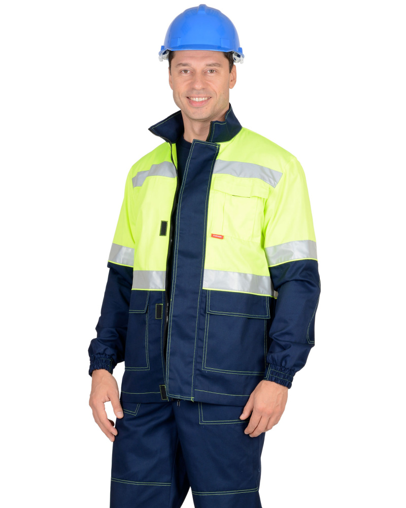 Костюм Терминал летний куртка, п/к темно-синий с лимонным - купить по привлекательной цене в интернет-магазине СпецСнабУрал.