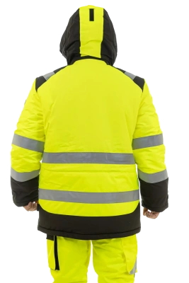 Куртка-парка мужская зимняя сигнальная Brodeks KW 217, желтый/черный - купить по привлекательной цене в интернет-магазине СпецСнабУрал.