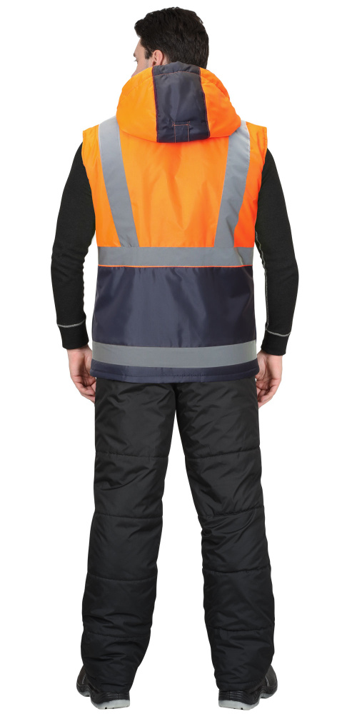 Жилет Терминал с капюшоном, синий с оранжевым - купить по привлекательной цене в интернет-магазине СпецСнабУрал.