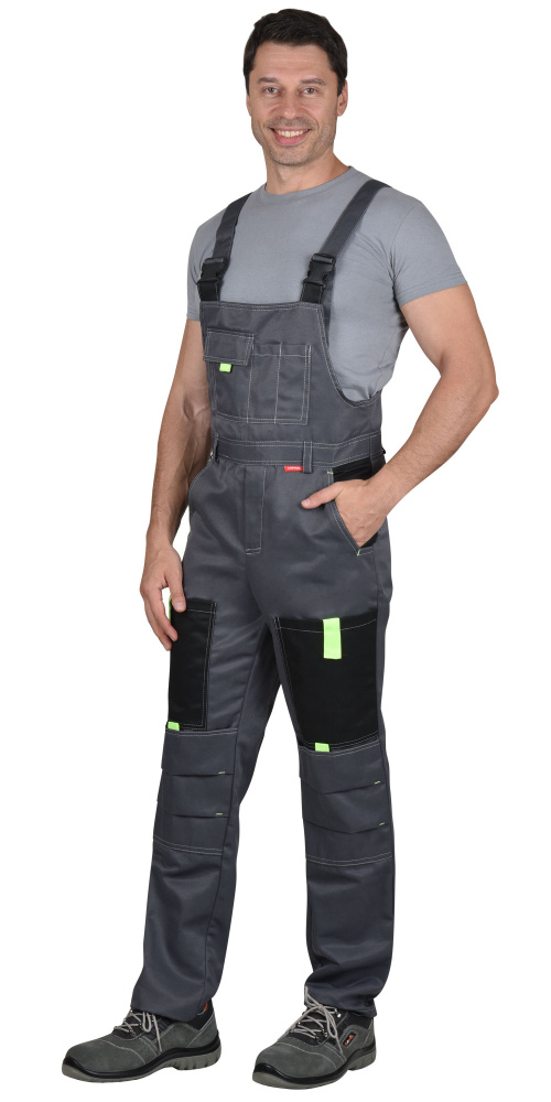 Костюм рабочий мужской Фаворит (куртка, полукомбинезон), темно-серый, лимонный кант - купить по привлекательной цене в интернет-магазине СпецСнабУрал.