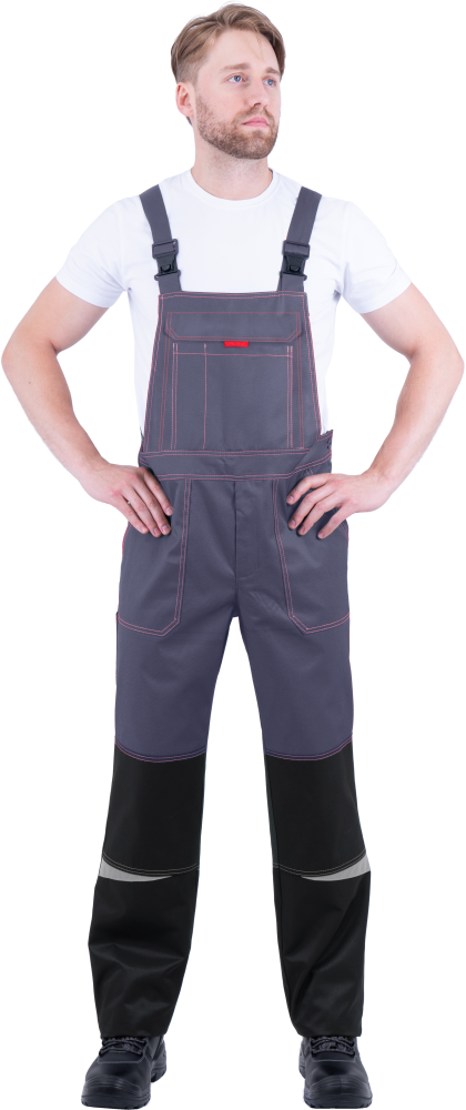 Костюм рабочий мужской КМ-10 Люкс (куртка, полукомбинезон), темно-серый - купить по привлекательной цене в интернет-магазине СпецСнабУрал.