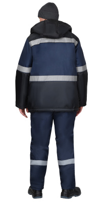 Костюм рабочий зимний Беркут-Люкс, куртка и полукомбинезон, синий с чёрным - купить по привлекательной цене в интернет-магазине СпецСнабУрал.