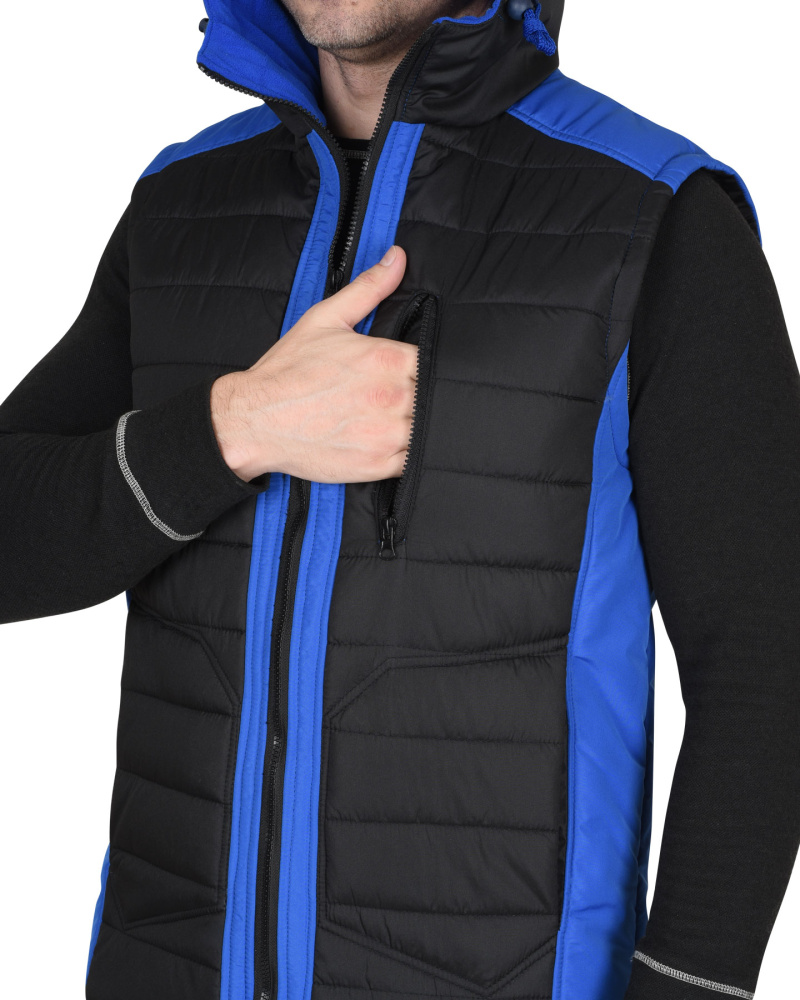 Жилет утепленный с капюшоном Урбан, черный, синий - купить по привлекательной цене в интернет-магазине СпецСнабУрал.